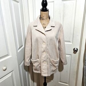 CB Casual Beige Fleece Button Up Jacket Size PL